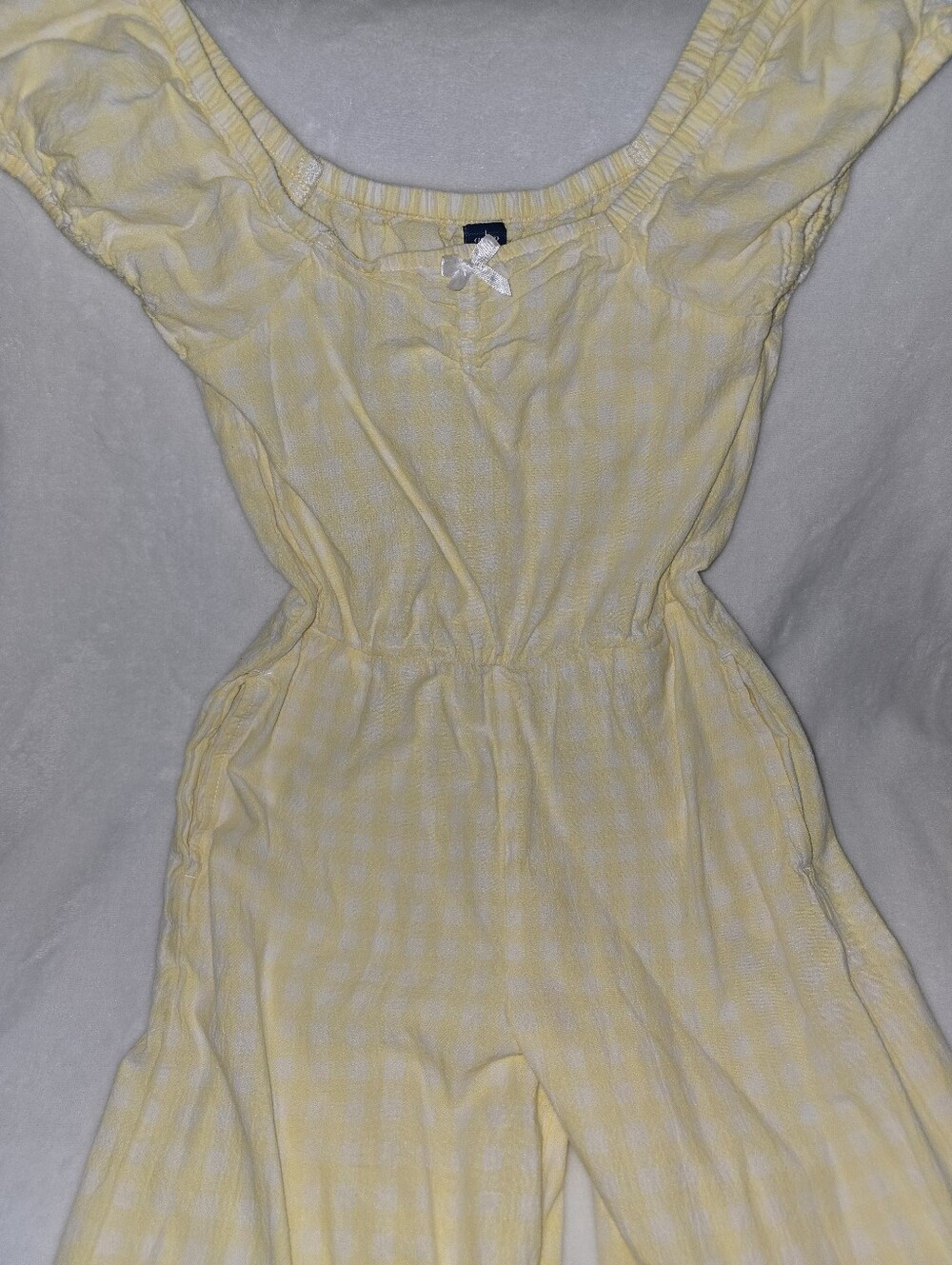 Old Navy Girls Yellow Gingham Pants Romper Size L